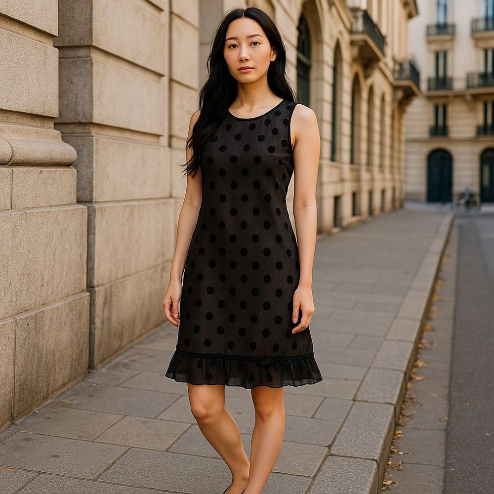 Betsey Johnson Black Polka Dot Mini Dress Size 10